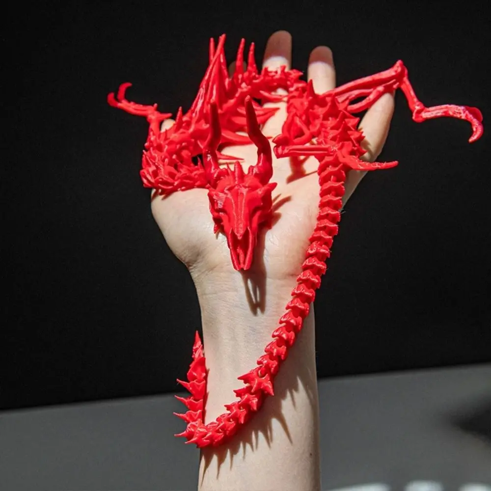 3D Printed Dragon Skeleton Model Joint Skull Dragon Creative Gifts Ornaments Collectible Figurine Full Body Movable Animal Model