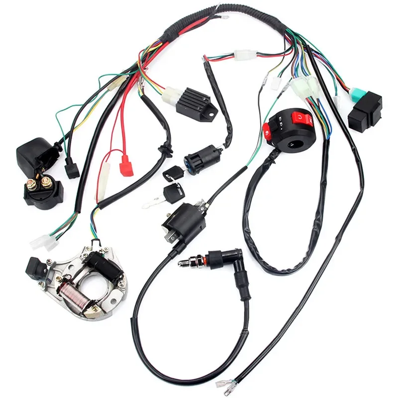 Full Electrical Wiring Harness Kit Fit For Dirt Bike ATV QUAD 50 70 90 110CC with Rectifier Ignition Key Coil CDI Unit