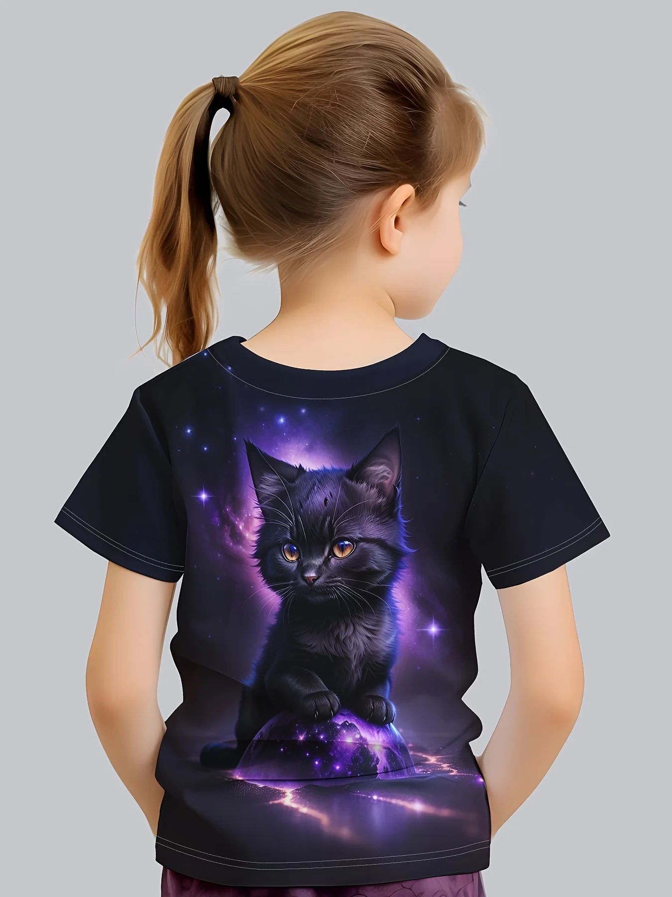 Ropa de manga corta para niña, camiseta Kawaii con estampado de animales, Top de verano