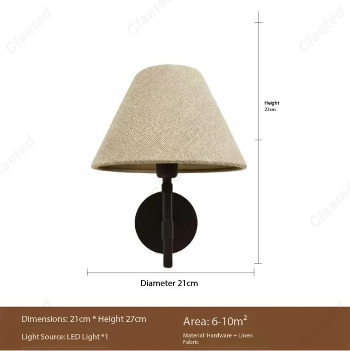 Japanese Retro Simple LED Fabric Wall Lamp Bedroom Bedside Lamp Living Room Hallway Porch Decorative Atmosphere Lighting image 3