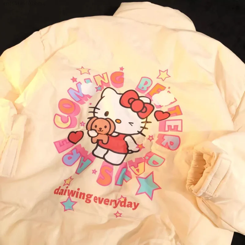 Sanrio Hello Kitty Winter New Print Cotton Coat Y2k Harajuku Hip Hop Streetwear Zip Up Fashion Cotton-padded Jacket Lolita Girls