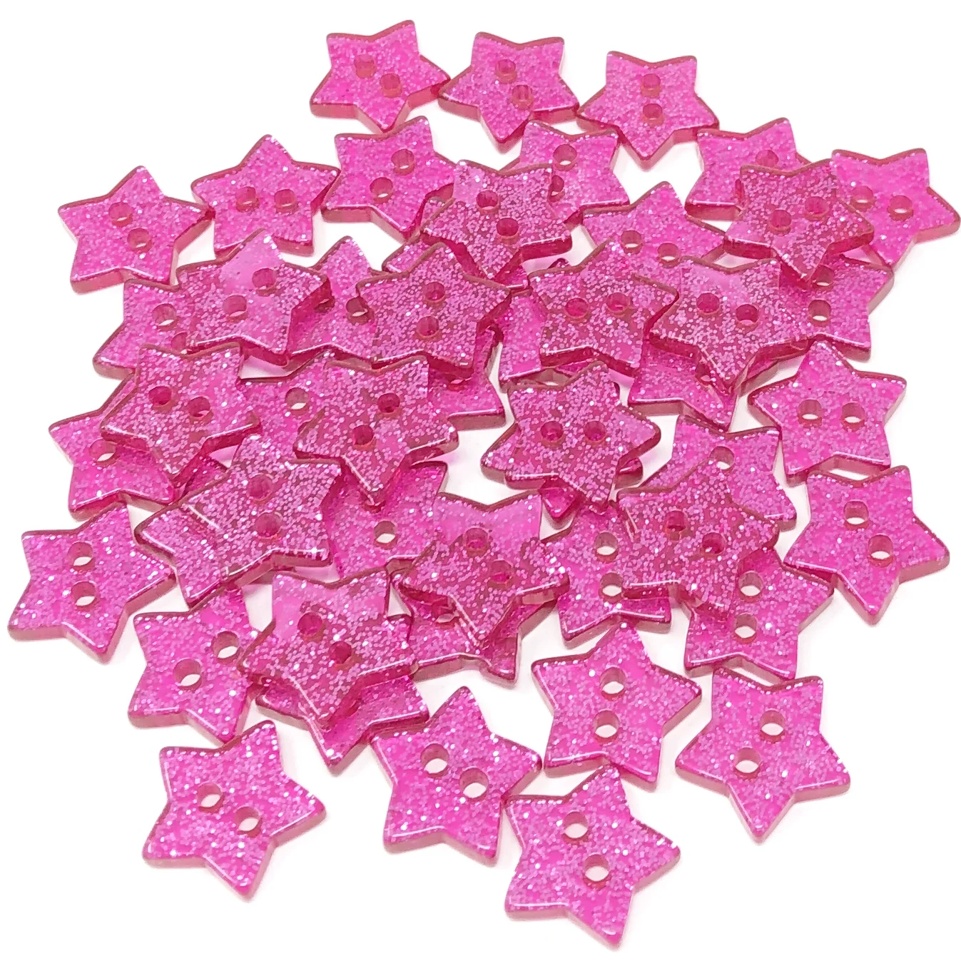 200pcs 14mm Resin Glitter Star 2 Holes Buttons DIY Dress Sewing Accessories Sparkle Christmas Embellishment For Cardmaking