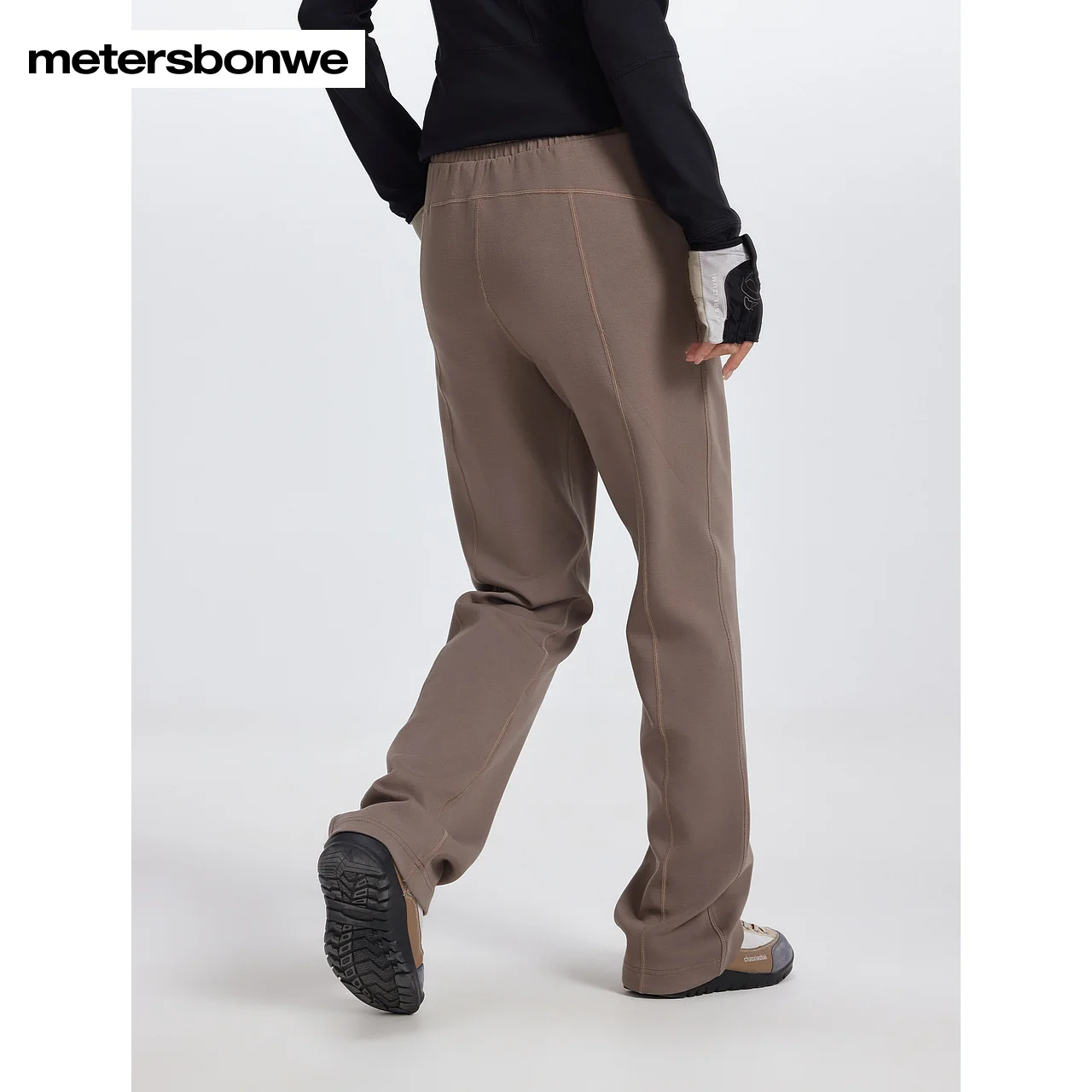 Metersbonwe Women\'s Fitted Straight Leg Knitted Pants Elastic Waistband And Adjustable Pork Nose Trousers Simple High-End  Fall