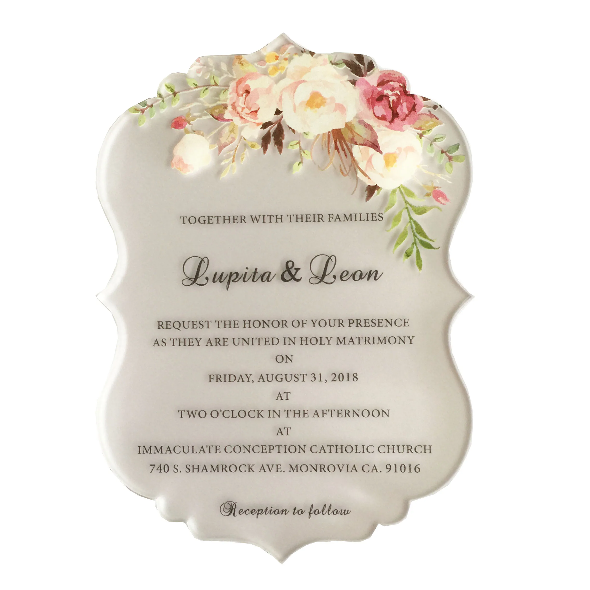 Customized Sample Set Rustic Water Color Style 5x7inch Frosted Acrylic Wedding Invitation Cards SHIP TO USA ONLY