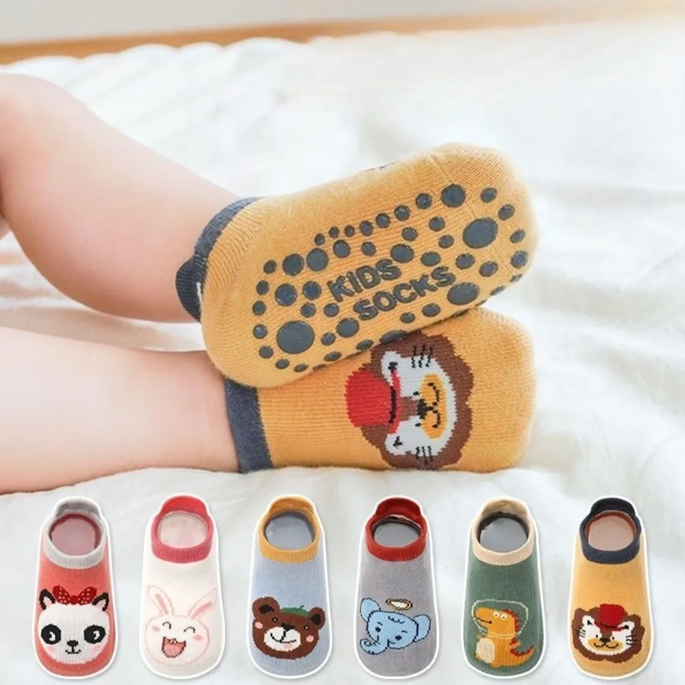 Baby Cotton Anti Slip Floor Socks Infant Cartoon Ankle Socks Boys Girls Newborn Cute Non Slip Rubber Toddler Walking Footwear