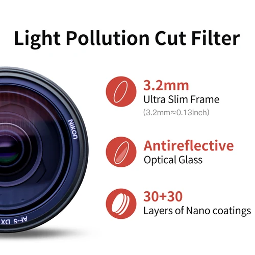 Imagen 2 del producto Mecoright-filtro nocturno Natural transparente, reducción de contaminación de luz, cielo estrellado UV para lente de cámara Canon Sony Nikon 43 58 67 77 82 95mm