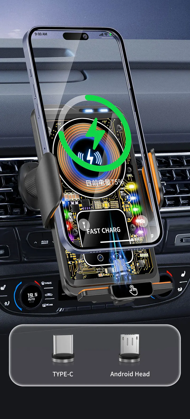 Auto-Handyhalterung für Lüftungsschlitze für Lexus CT ct200h 2011 2012 2013-2023 Magnetisches kabelloses Laden Auto-Handyhalterung für Magsafe-Halterung Zubehör – Detail 26