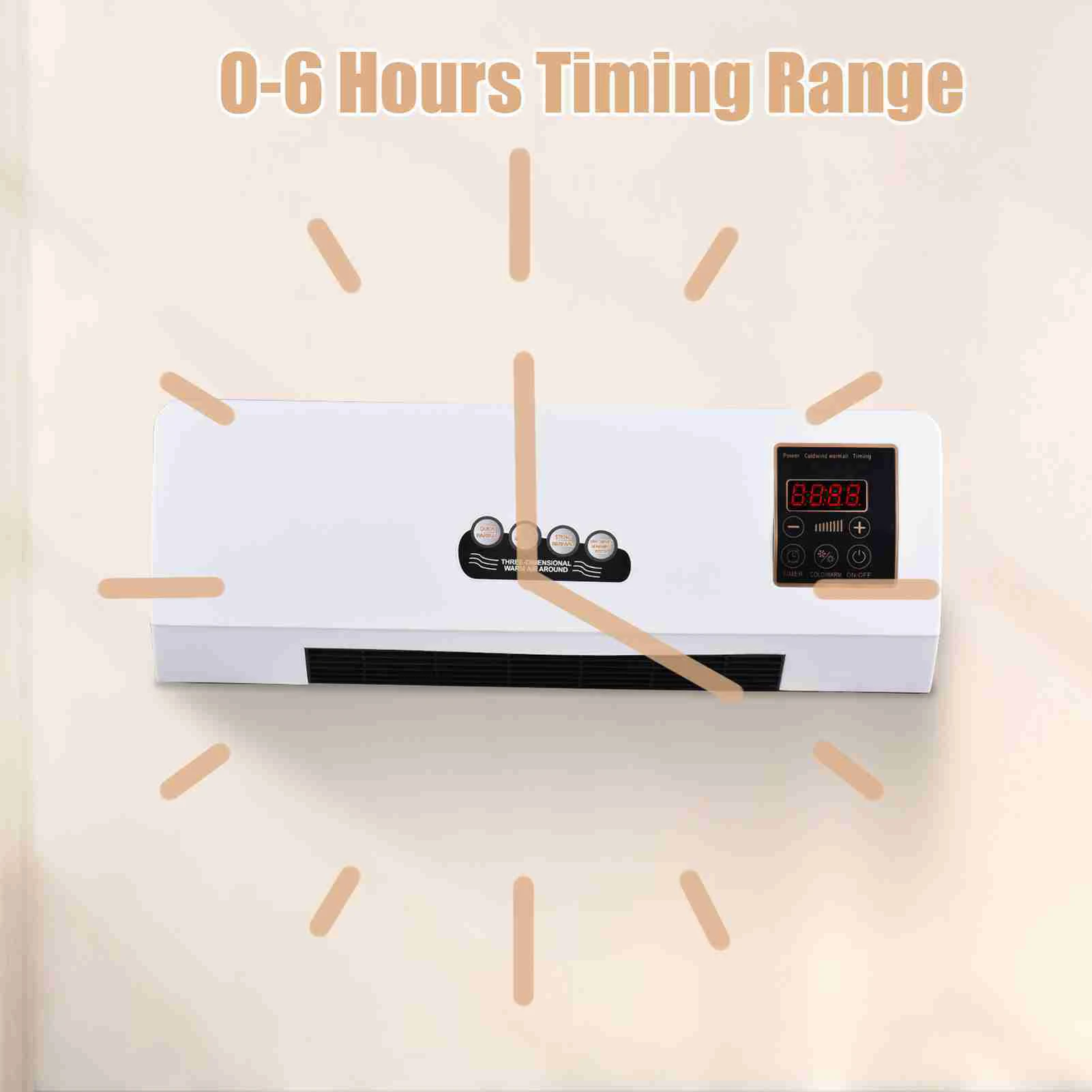 2 in 1 Heater Fan 2 in 1 Heating Nature Wind Timing Digital Display Wall Mounted Space Heater for Home Office Dormitory