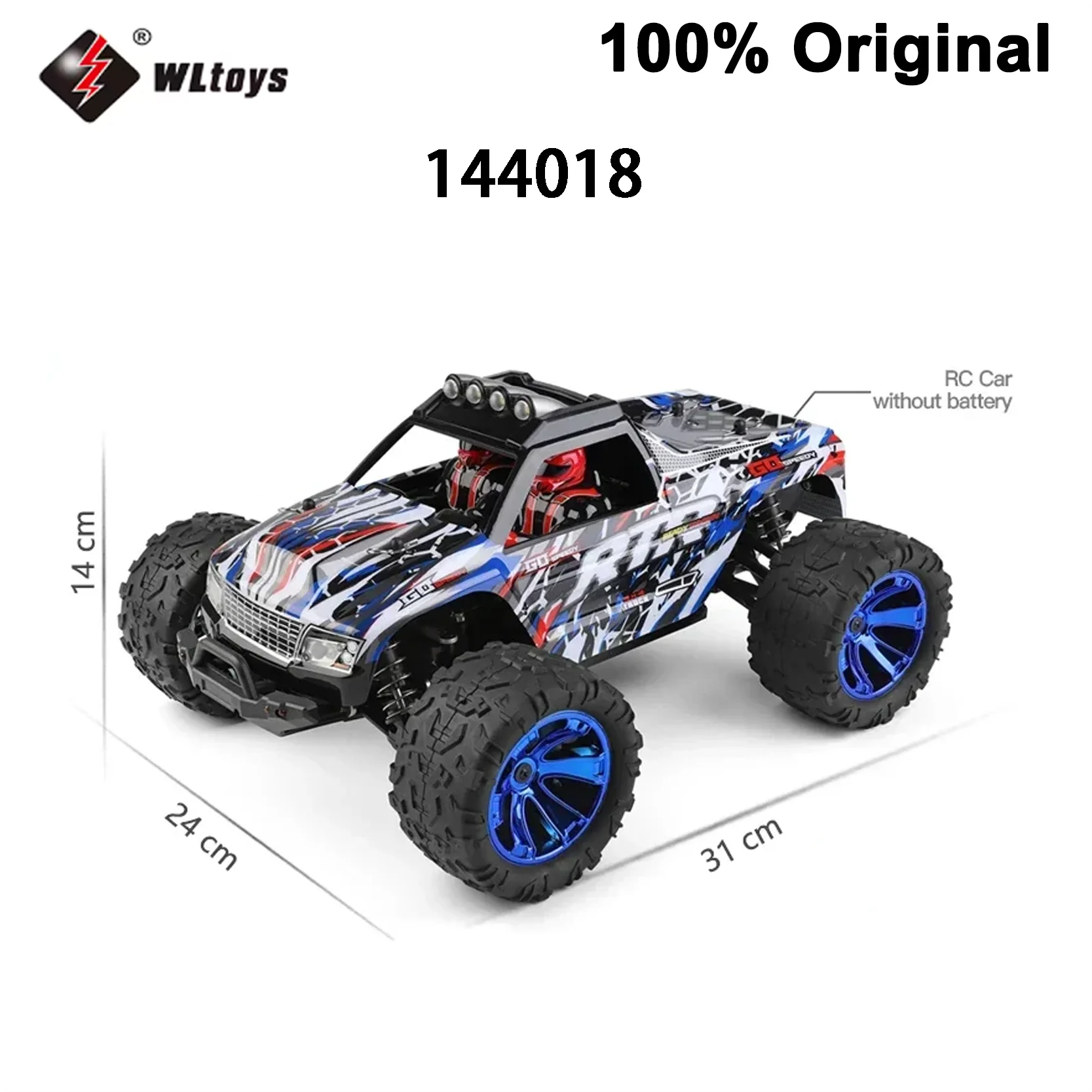 

Оригинальные 144018 высокоскоростные радиоуправляемые автомобили внедорожные 4WD светодиодные фары 2 4G водонепроницаемый пульт дистанционного управления Monster Truck для взрослых