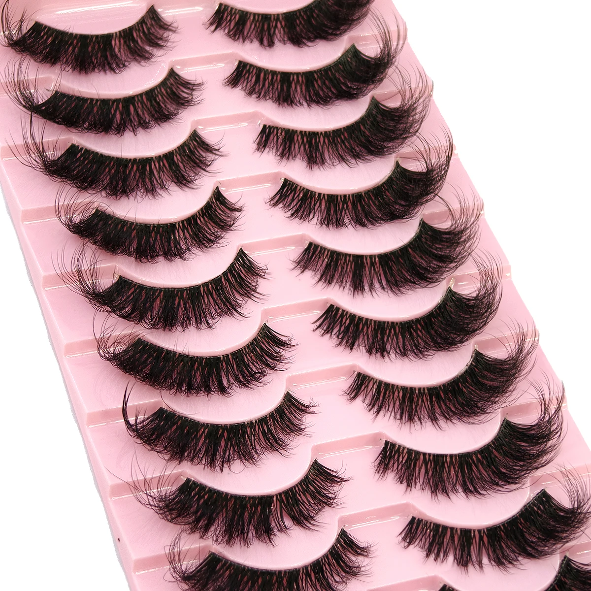 Neue 10 Paar falsche Wimpern 5D Faux Nerz Wimpern flauschige weiche Volumen natürliche Wimpern Kreuz Wimpern Wimpern wiederverwendbare Make-up Cils