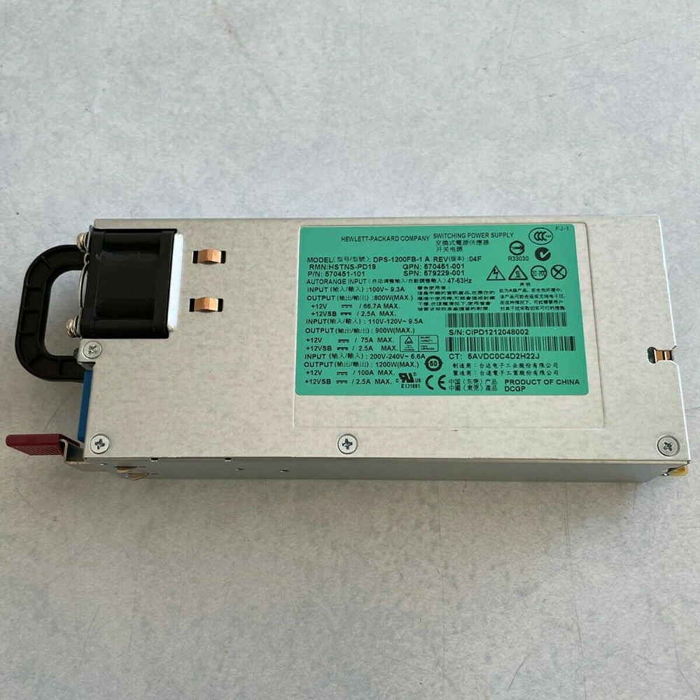 Server Power Supply For HP DL580 G7 DPS-1200FB-1 A HSTNS-PD19 570451-001 570451-101 579229-001 1200W