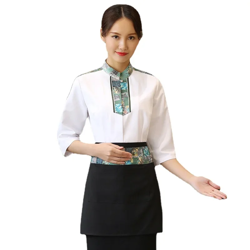 Restaurant Vrouwen Overalls Personeel Blouse Hotel Schoonmaken Ober Uniformen Keuken Kok Kleding Bakkerij Koffieshop Ober Uniform