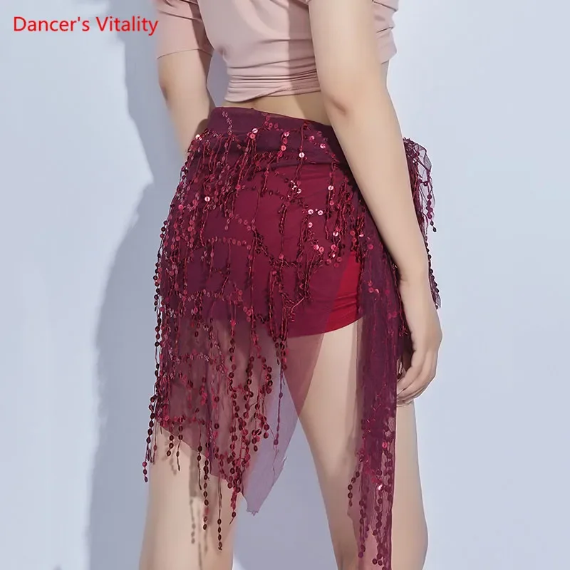 Saia de dança do ventre com lantejoulas feminina roupas para adultos, cinto triangular elegante, roupas de treinamento para performance