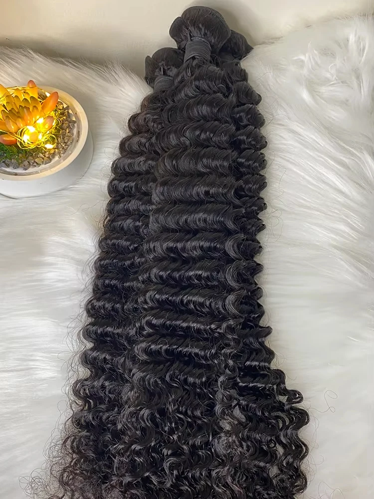 

32 Inch Deep Wave Human Hair Bundles Curly 1/3/4pcs Bundles Human Hair Raw Hair Bundles Human Hair Extensions Double Weft