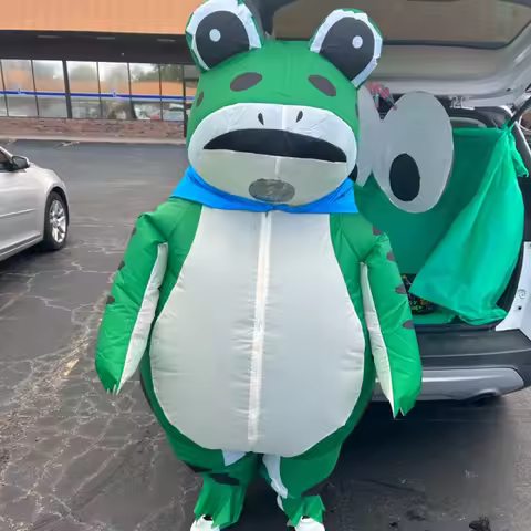 Adult inflatable costume frog Halloween dress up air blowing suit funny frog adult Christmas party inflatable suit