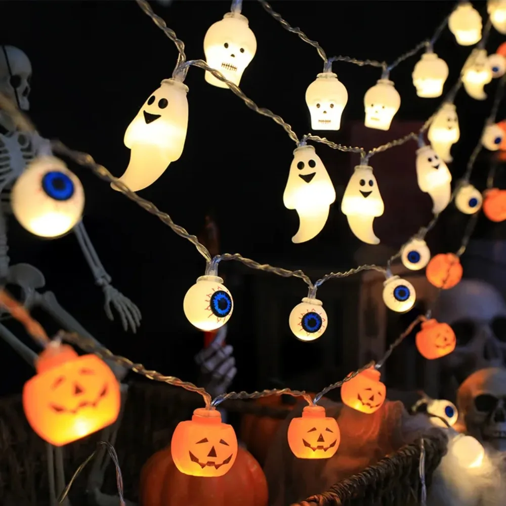 

Halloween Decoration 20LED String Light Hanging Garland Skull Head Eyeball Shaped Trick or Treat Lantern Wall Decor Horror Props