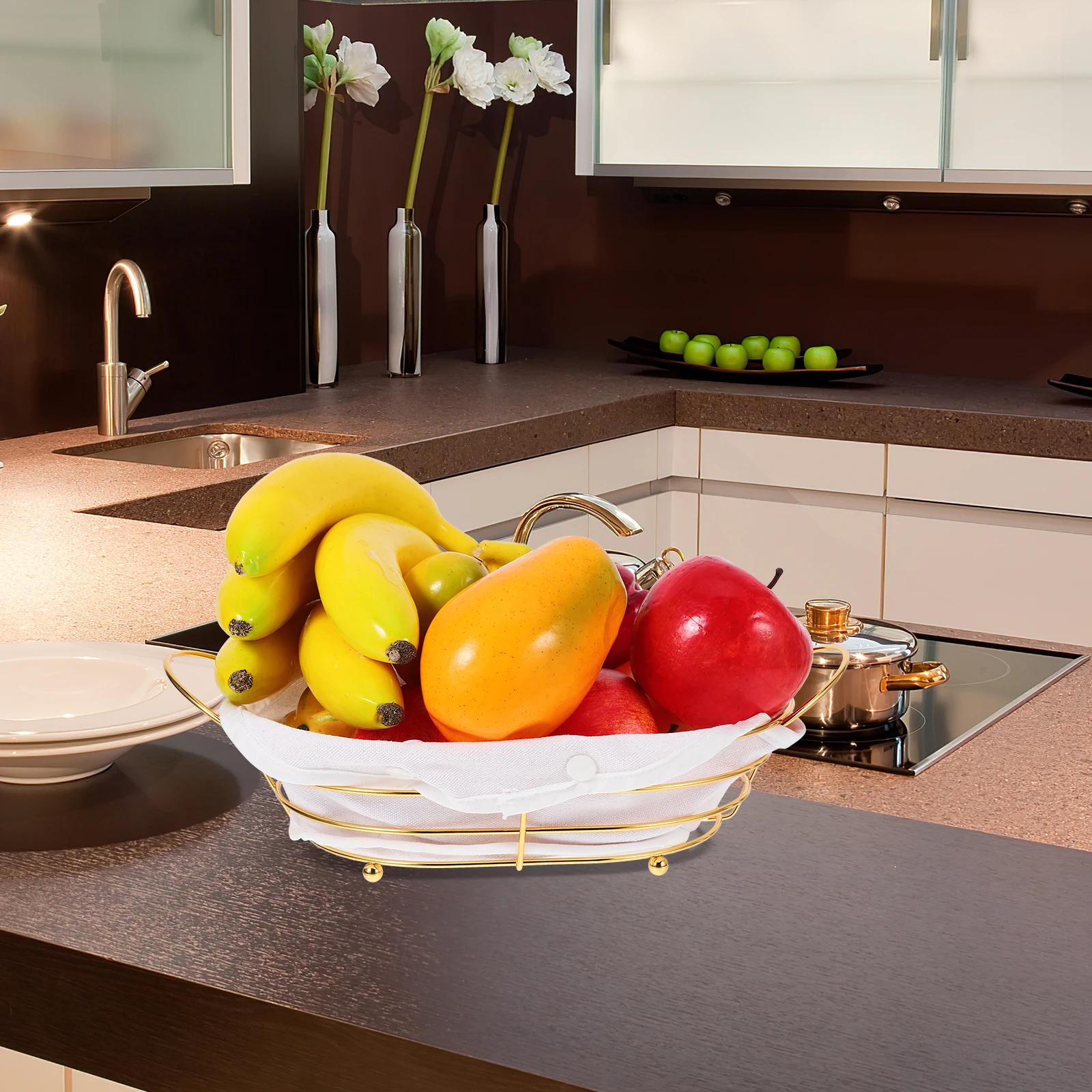 

Handheld Bread Basket Iron Wire Fruit Small Storage Baskets Retro Design Portable Kitchen Decorative Mesh Metal