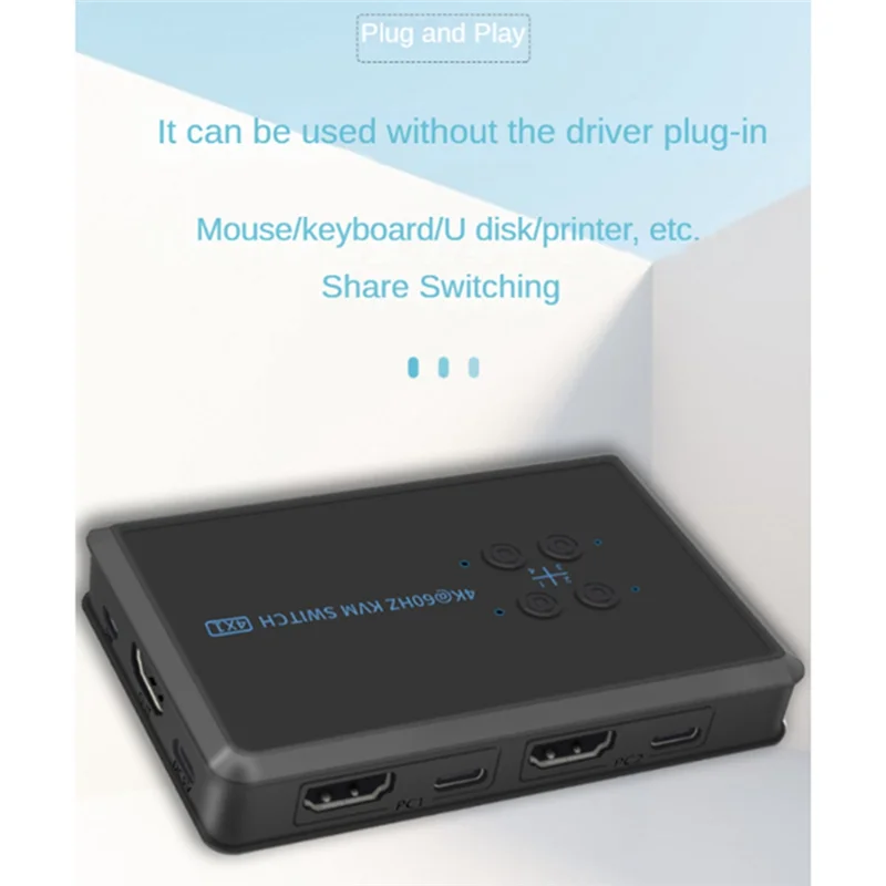 AF93-Black 호스트 4 포트 호환 KVM 스위치 4K USB KVM 스위처 4 In 1 Out Win7 Win10 용 마우스 키보드 용 핫 공유 USB
