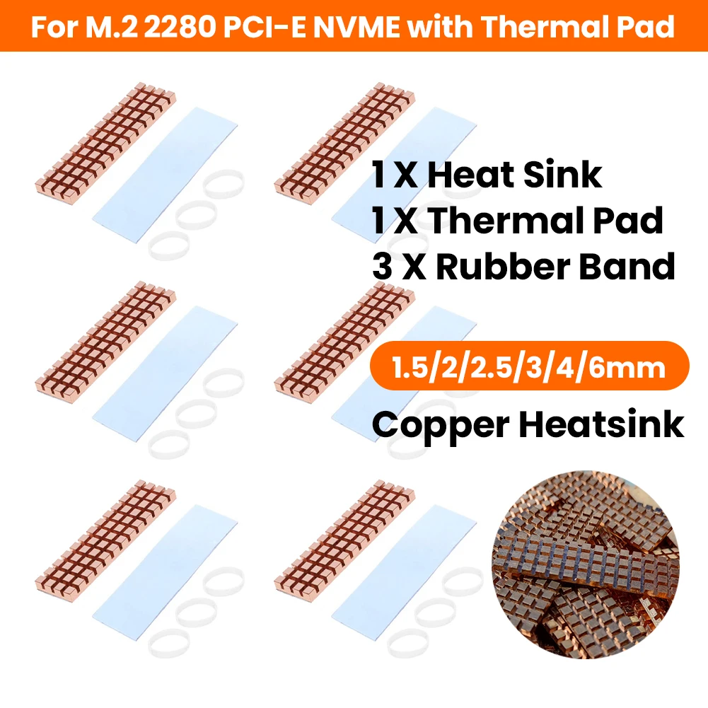 SSD Heat Sink Kit with Thermal Pad for M.2 2280 PCI-E NVME Computer Cooling Parts Computer Components