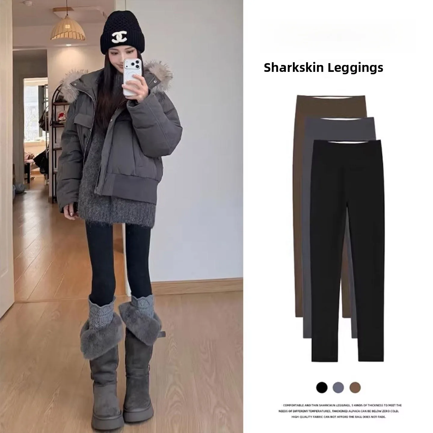 

Bla arkskin Yoga Pants Women's Autumn Winter Thiened Fce High Waist Slimming Butt Lifting Nine Points Pants