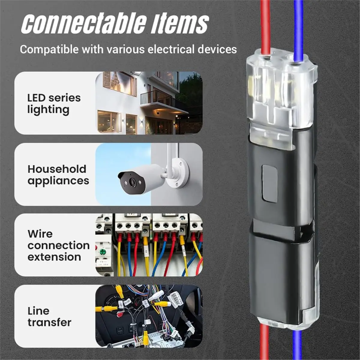 A89X Double Wire Plug in Connector with Locking Buckle, Flame Retardant Locking Wire Quick Connectors (100PCS)