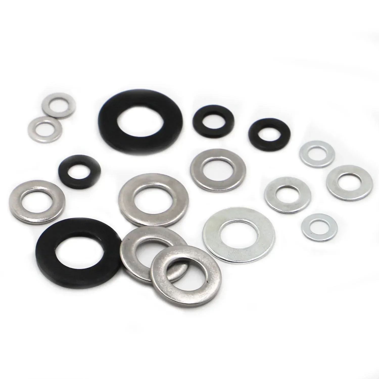 

M2-M24 GB97 Spacer 304 Stainless Steel White Zinc Black Zinc Steel Washer Plain Gasket Rings for Screw Bolt Flat Metal Washer