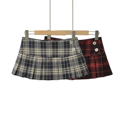 Summer Mini skirts for woman vintage korean fashion plaid skirts for women y2k skirts pleated red plaid skirts preppy style