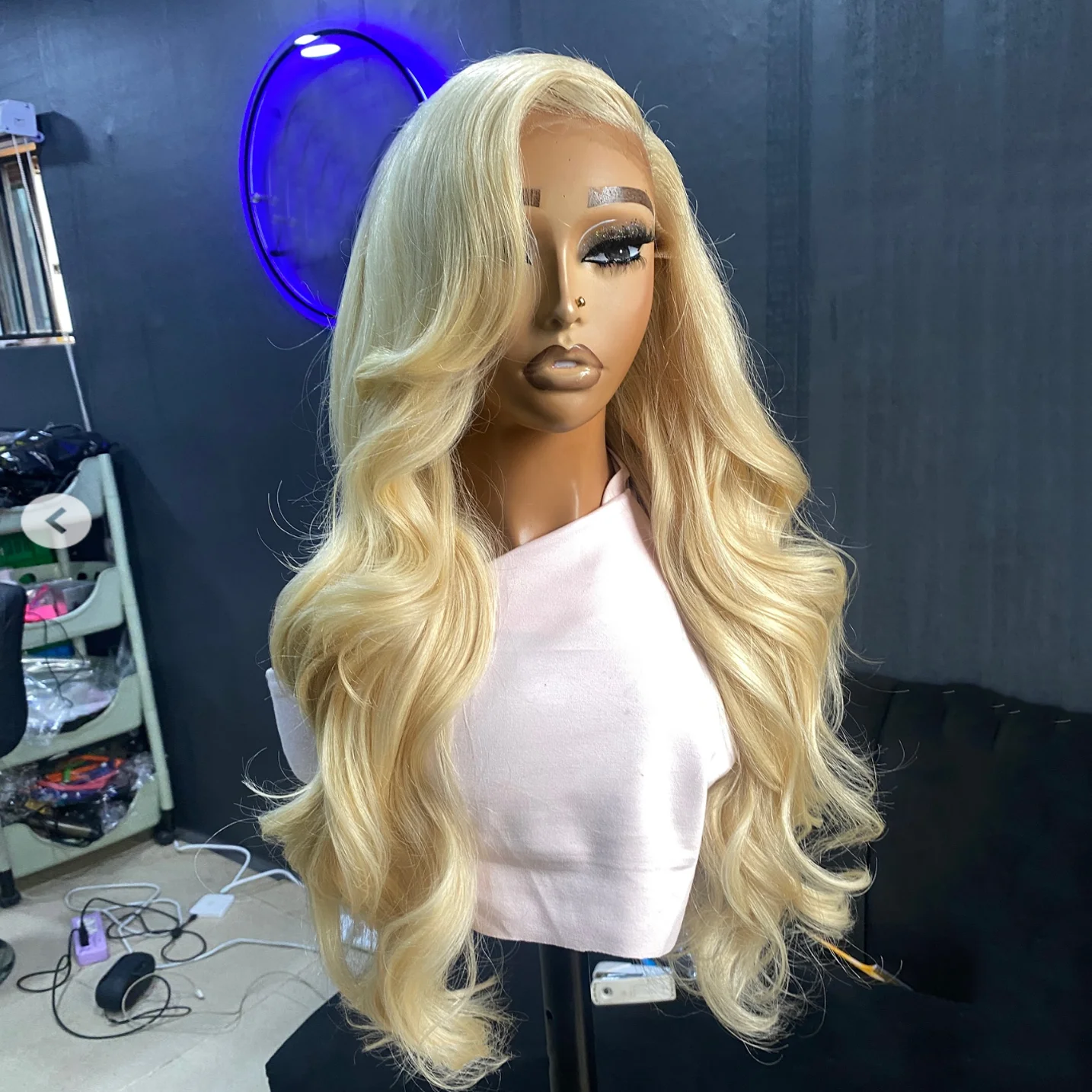 

613 Blonde Lace Front Wig 13x4 Long Body Wave Synthetic Hair Daily Wear Cosplay Wigs Natural Hairline Heat Resistant Fiber