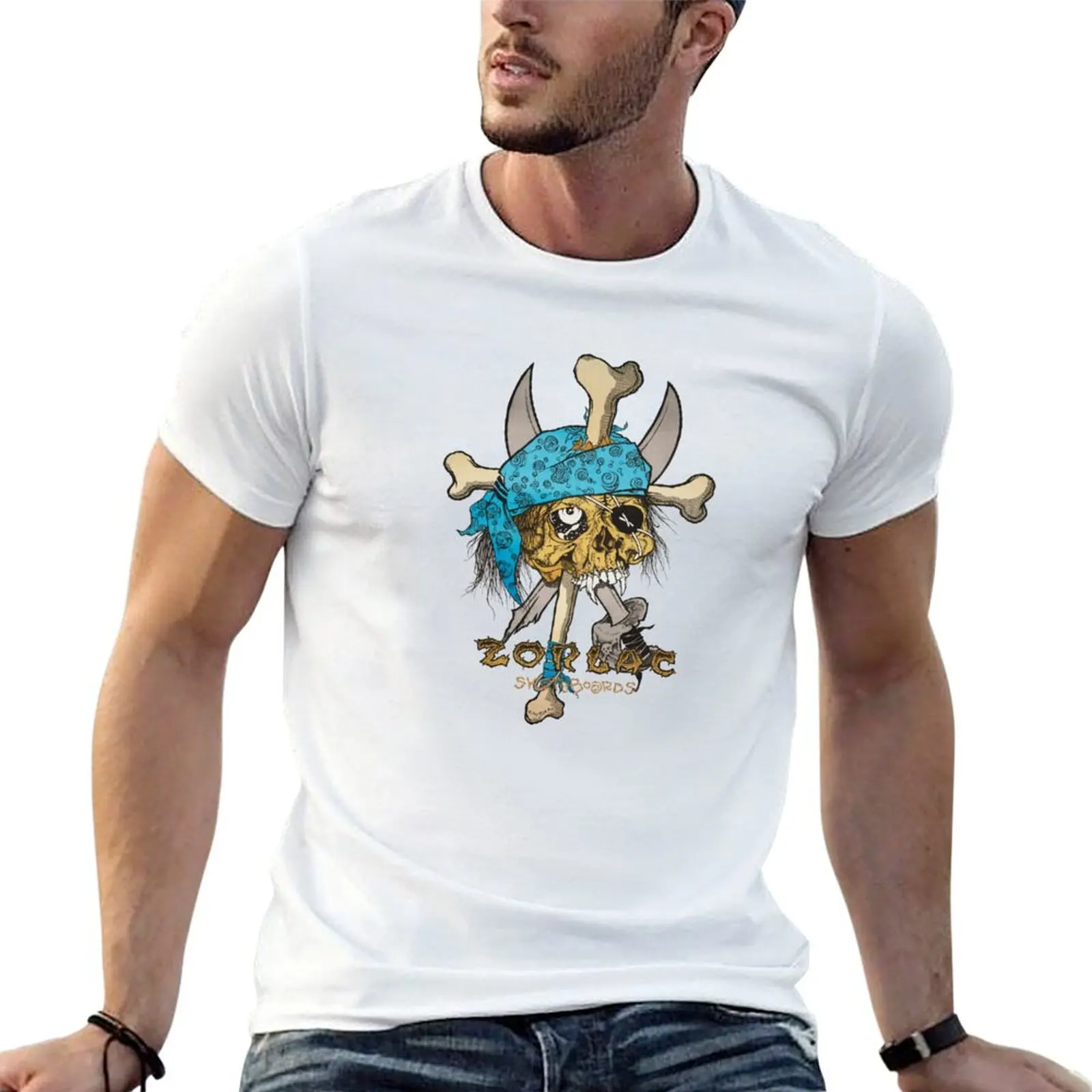 

Pirate t shirt man T-Shirt Zorlac shirts t Pushead 100% cotton Skull plain