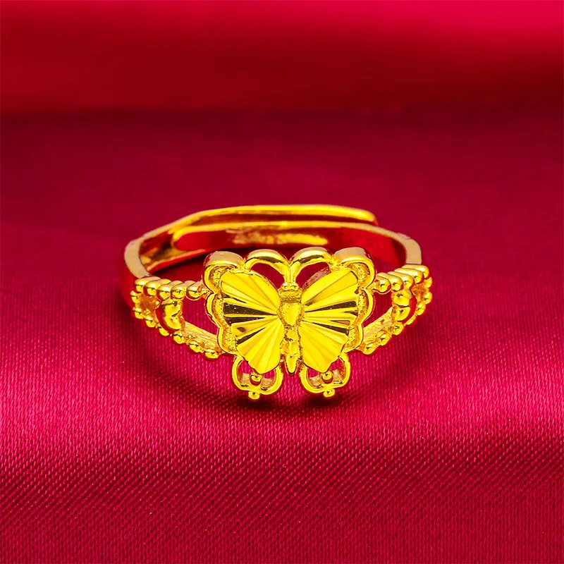 Mylux Jewelry 24K Gold Open Bow Ring | AU999 Pure Gold, 3D ribbon design, see-through bowknot, sweet and elegant for daily wear