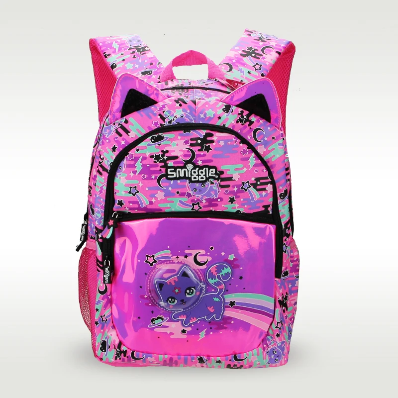 Smiggle original hot-selling children's schoolbag girl shoulder backpack rose red space cat cute sweet bag 16 inch