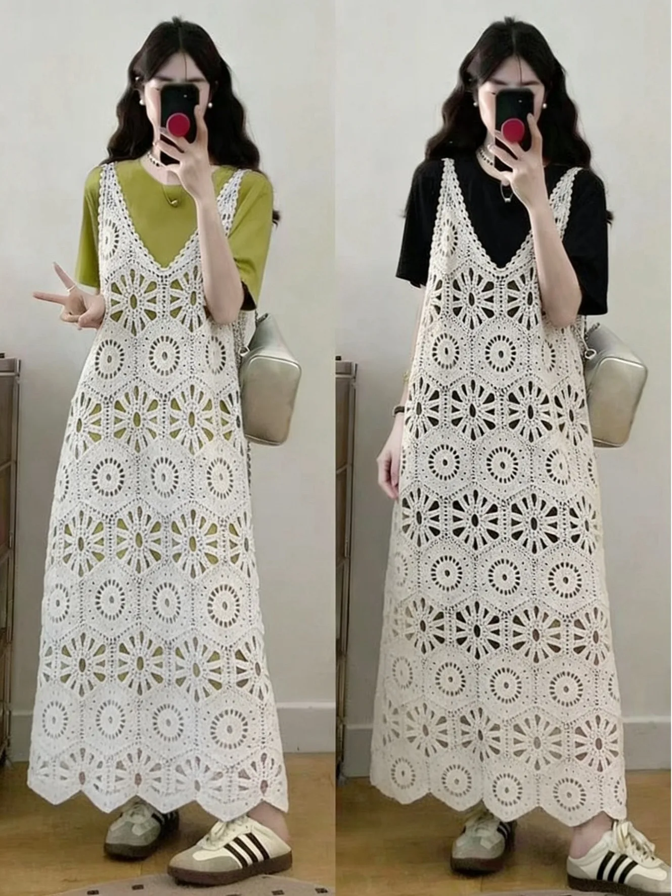 

plus Size Summer Knitted Set Women's Fashion T-Shirt And Tank Top Short Sleeve Two-Piece Ensemble Breathable Comfortable Casu...