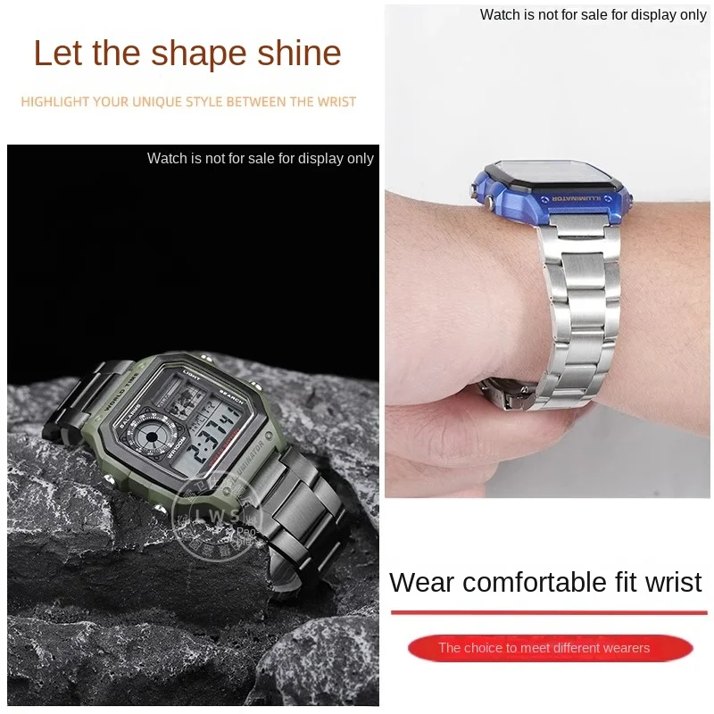 18 مللي متر حزام ل كاسيو AE1200 1300 F-91W الفولاذ المقاوم للصدأ حزام الساعات W219 SGW400 F84 F105/108/A158/168 الرجال النساء سوار معدني حزام