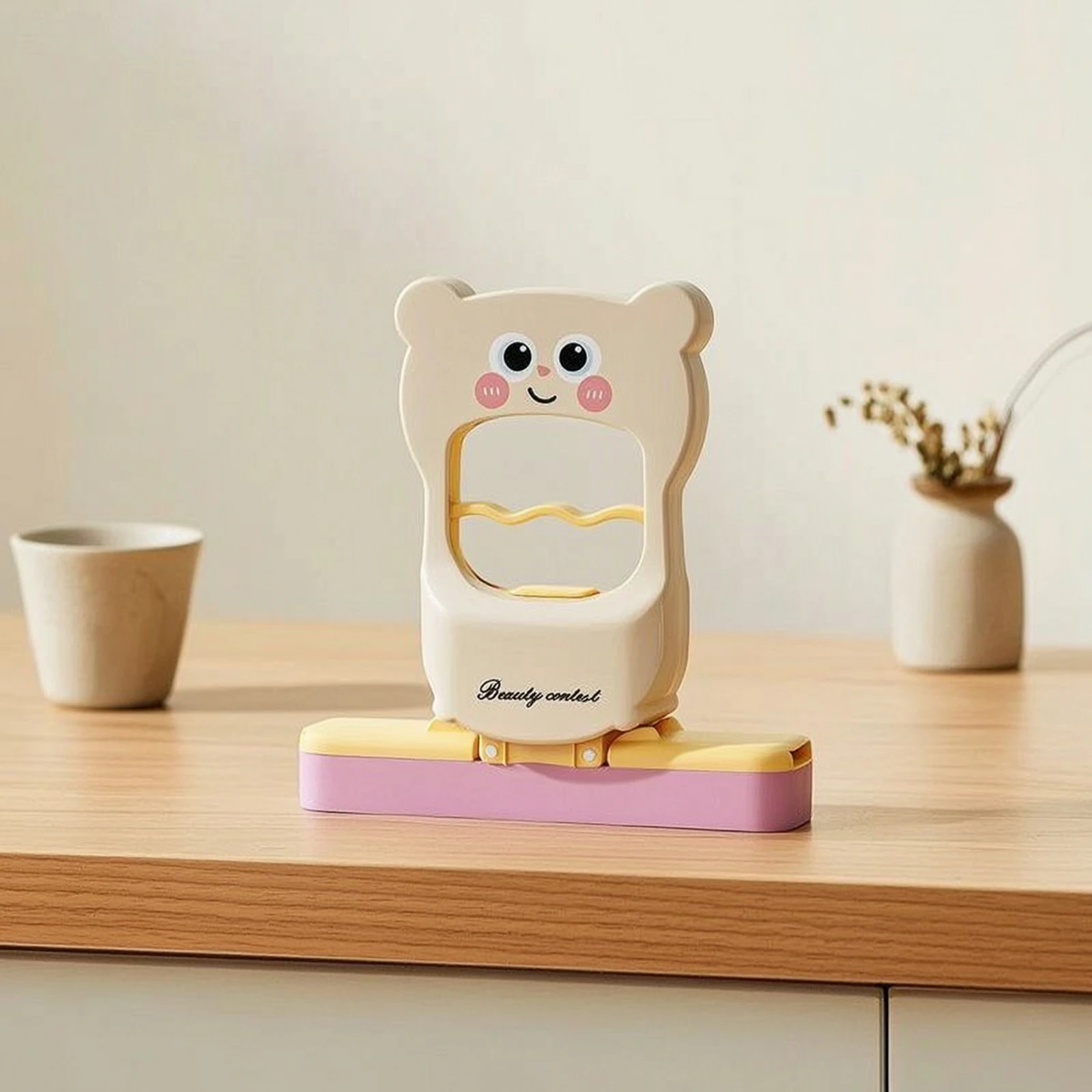 Folding Mini Mop with Sponge Head Reusable Portable Hand Mop with Bear Handle Quick-Drying Handsincluded for Bathroom, Apartment