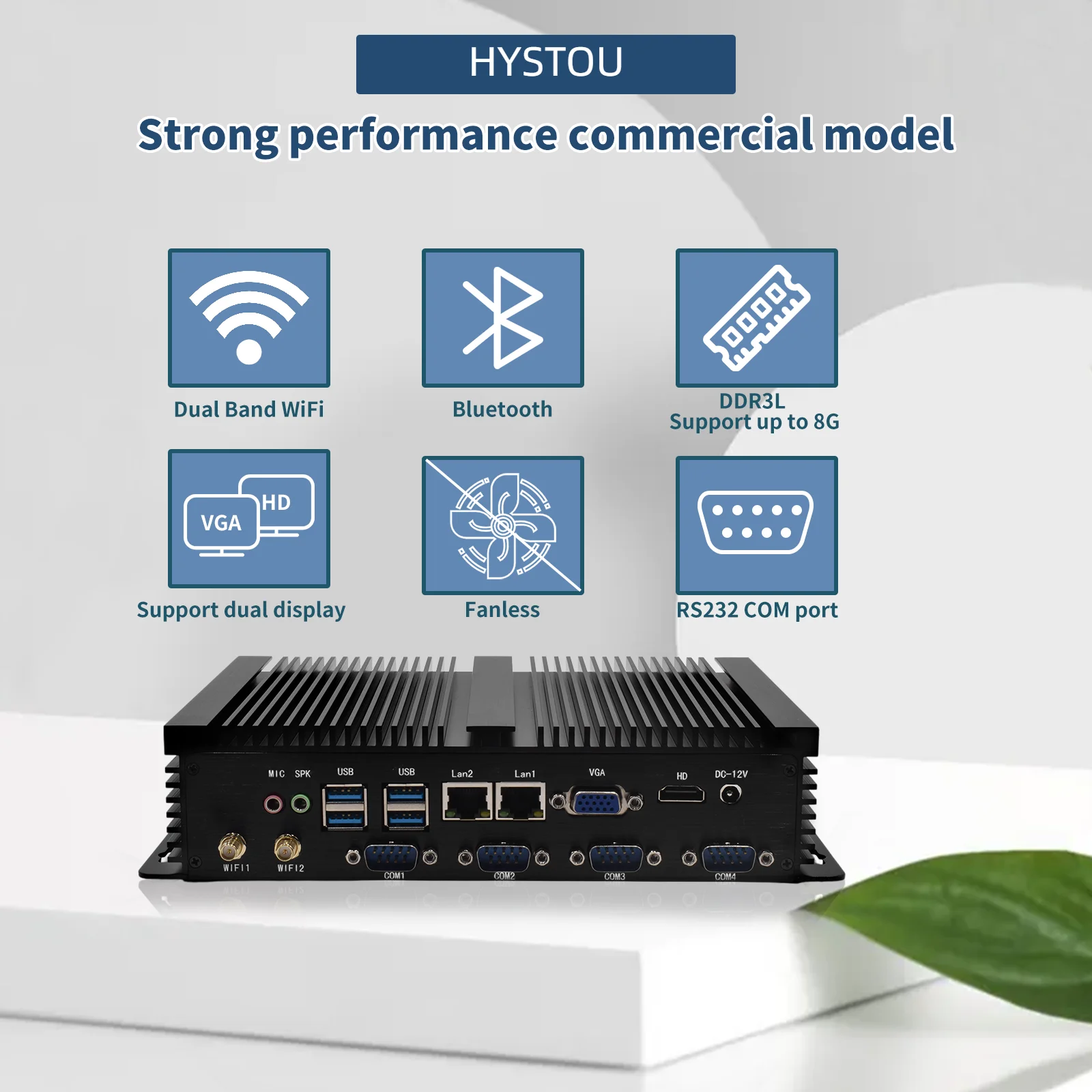 HYSTOU Industrial Fanless Mini PC Intel Celeron 1037U DDR3L SSD SATA HD VGA USB 4*RS232 Desktop WindowsXP ITX Computer