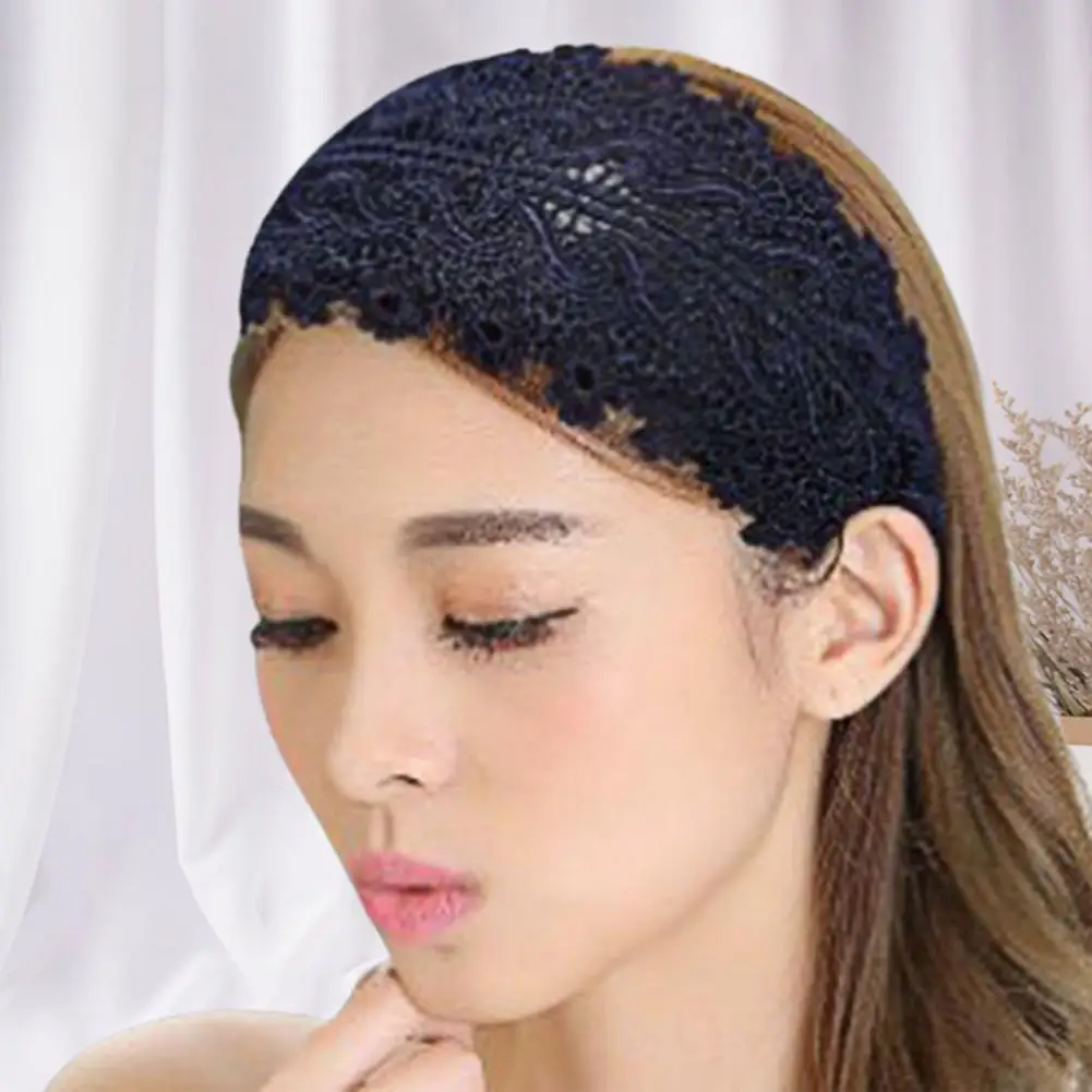 Elegant Hair Hoop Hollow Out High Elasticity Lace Wide Band Solid Color Durable Fabric Covered Hair Band Female Headwear 머리띠