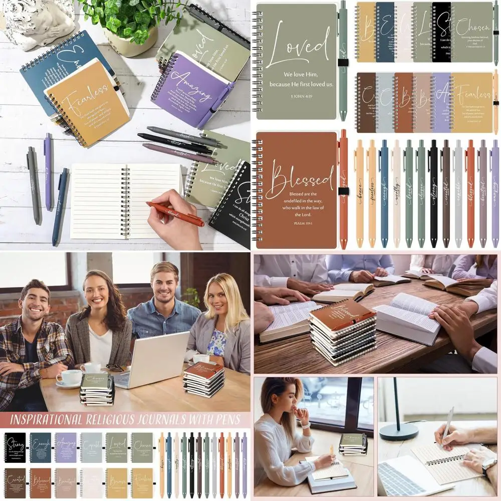 

Массовые вдохновляющие христианские блокноты формата А6 с ручками, молитвенными журналыми и спиральными библейскими журналыми — идеальный религиозный рождественский пода