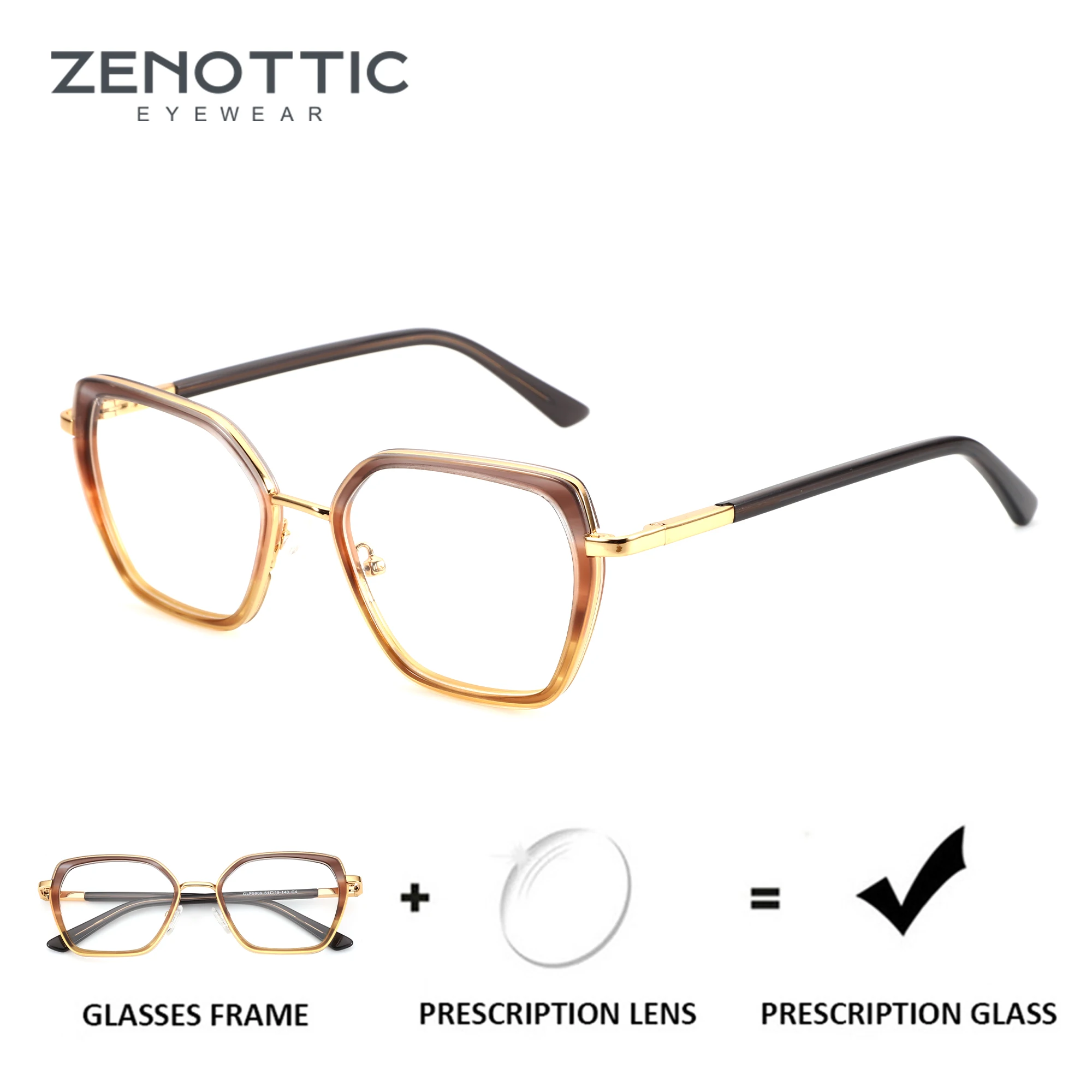 

ZENOTTIC (размер L) модные очки «кошачий глаз» по рецепту женские оптические очки для квадратного антисинего света фотохромные