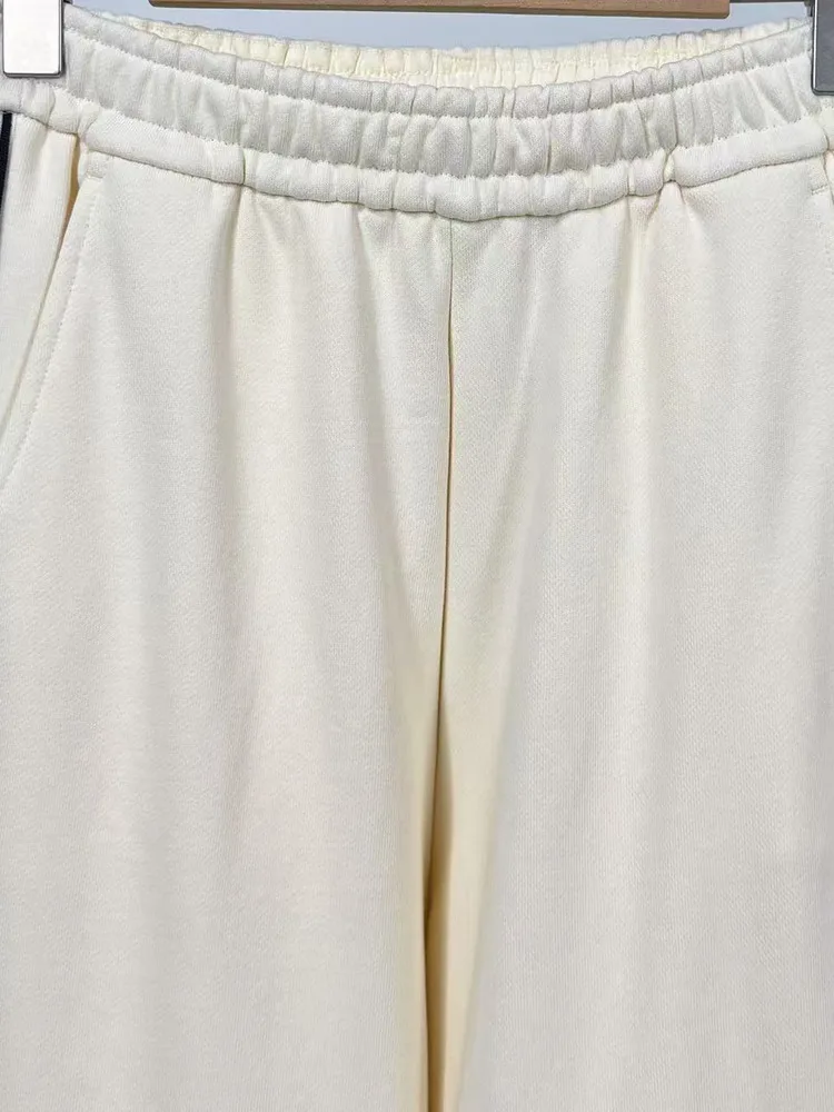 Hochgeschnittene Weite Hose mit Farbblockdesign, Elastischem Bund, Lässige Modehose, Asymmetrisches Design, Lange Hose für den Alltag