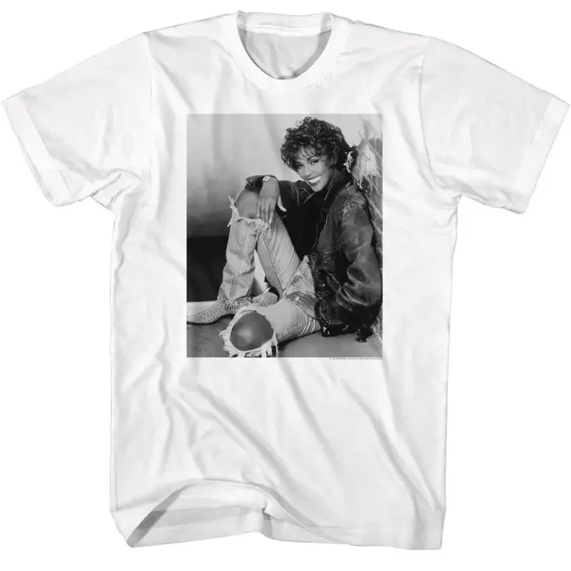 Whitney Houston Black And White Brick Wall Photo T Shirt