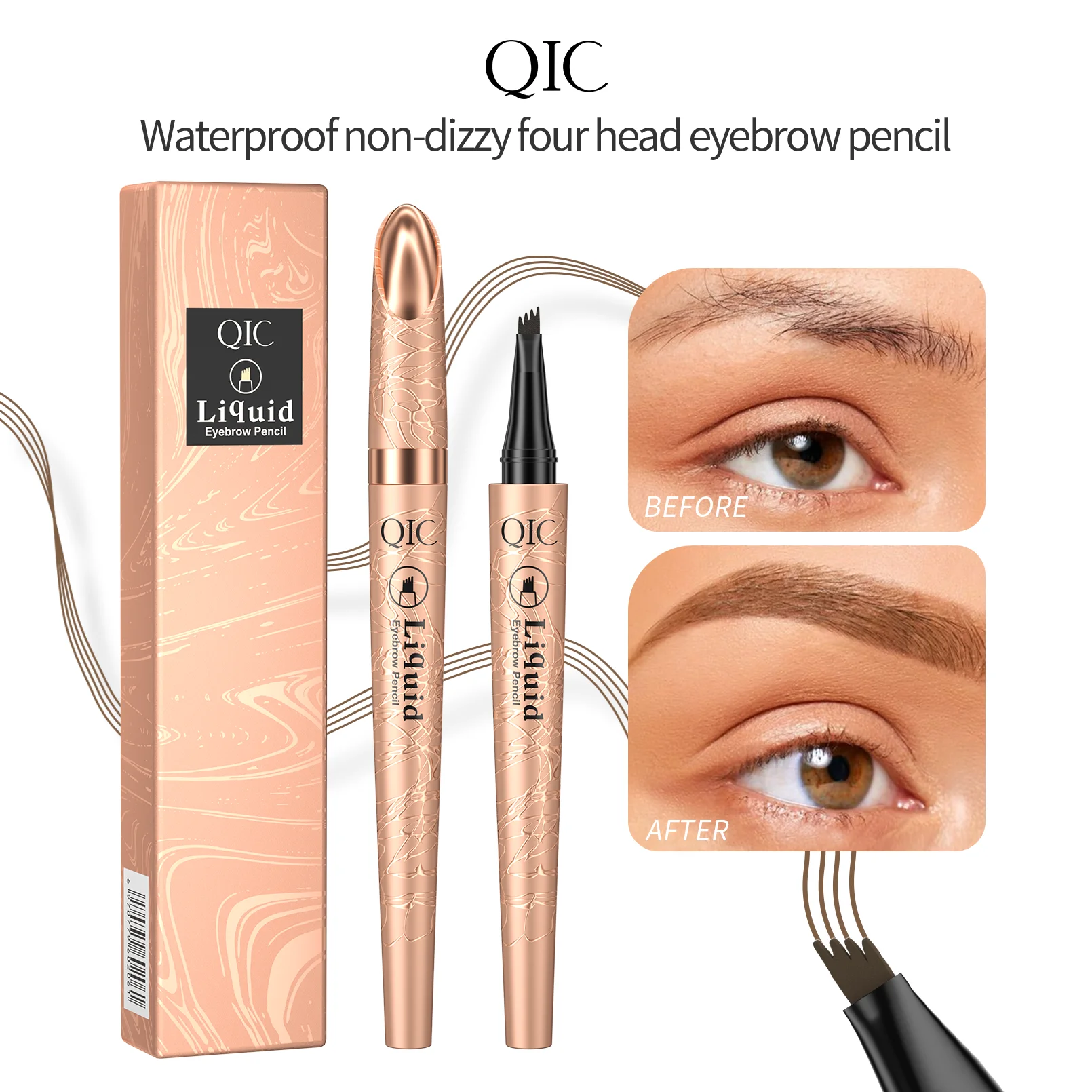 Eyebrow Pencil Liquid Waterproof Eyebrow Pencil Smudge-proof Brow Pencil With 4 Tip Microblade Eyebrow Pen Long-lasting Natural