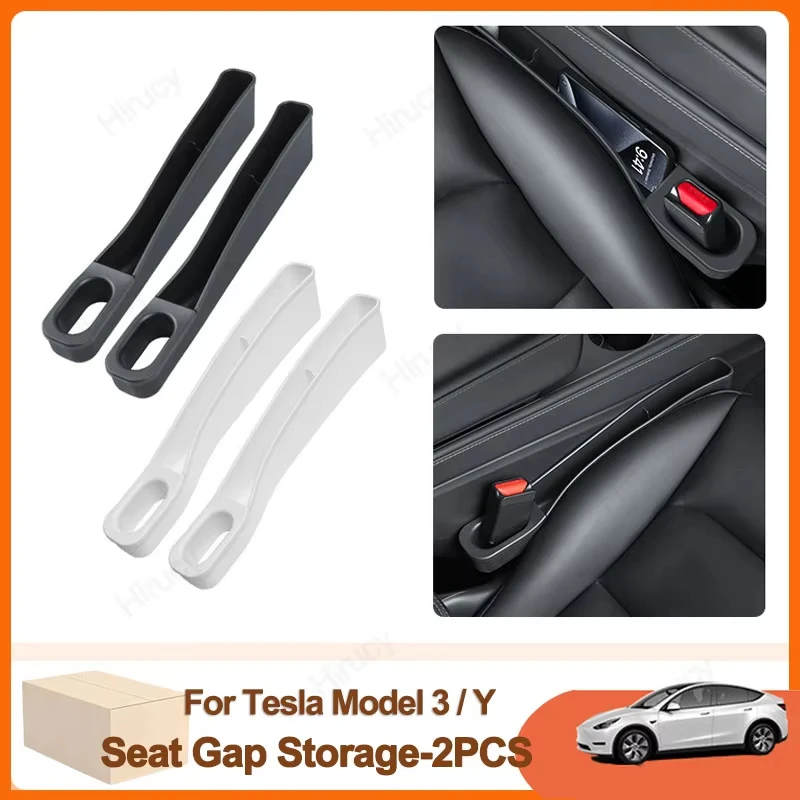 2PCS Seat Gap Storage Box for Tesla Model Y 3 Car Seam Strip Filler Interior Decor Organizer For Model Y New Model 3 2024