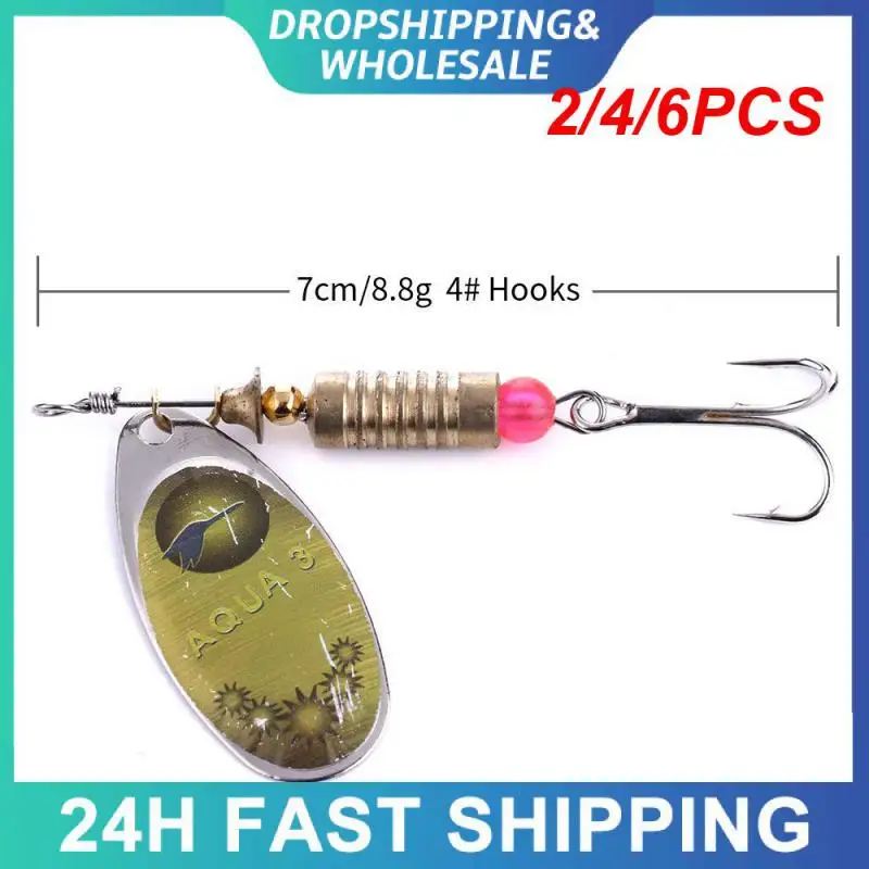 2/4/6PCS Three Hooks Spinner Reflective Fishing Tackle All Copper Hard Bait Rotating Fishing Accessories New Arrival