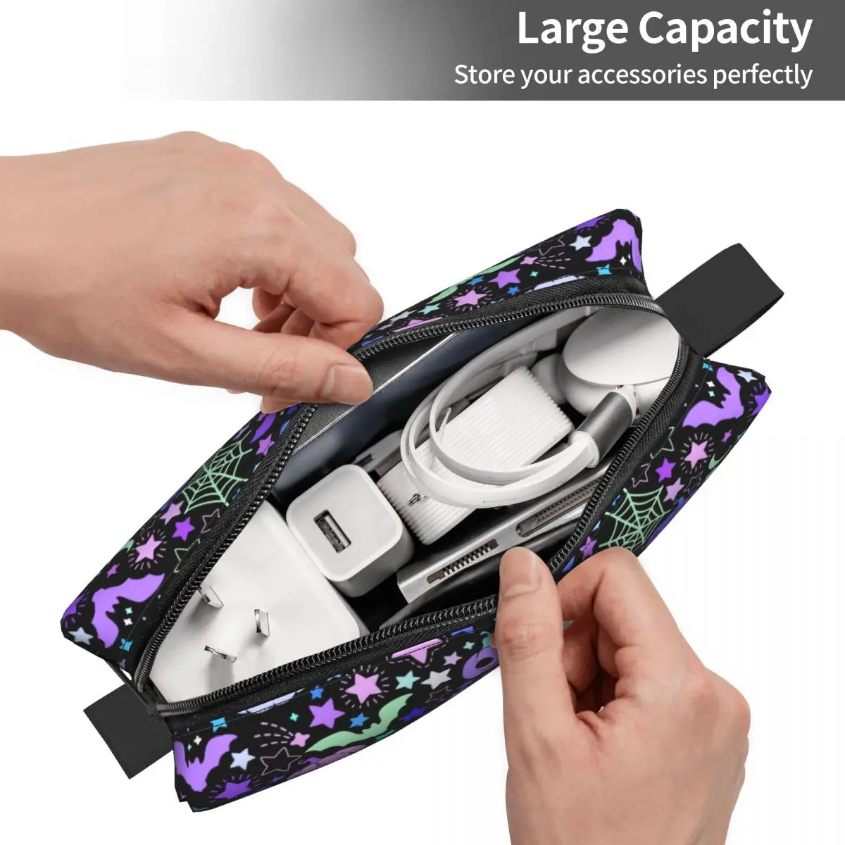 Custom Halloween Pumpkins Spider Webs And Bats Travel Cosmetic Bag Women Toiletry Makeup Organizer Lady Beauty Storage Dopp Kit