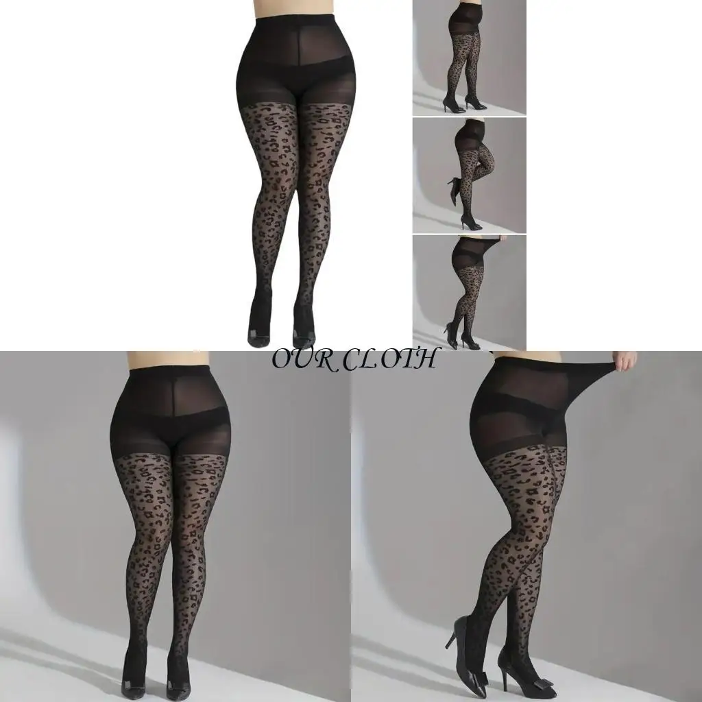 

Леопардовый принт большого размера колготки Женские черные прозрачные трусики тонкие шелковые леггинсы Y1AC