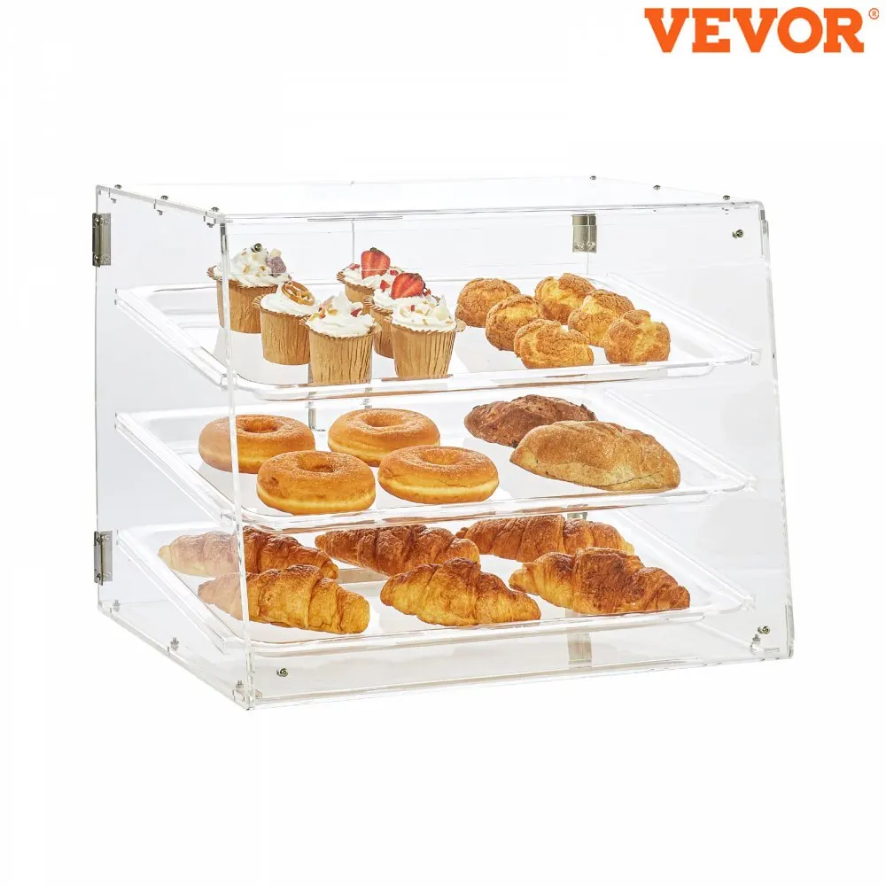 VEVOR Pastry Display Case  Commercial Countertop Bakery Display Case, Acrylic Display Box with Rear Door Access