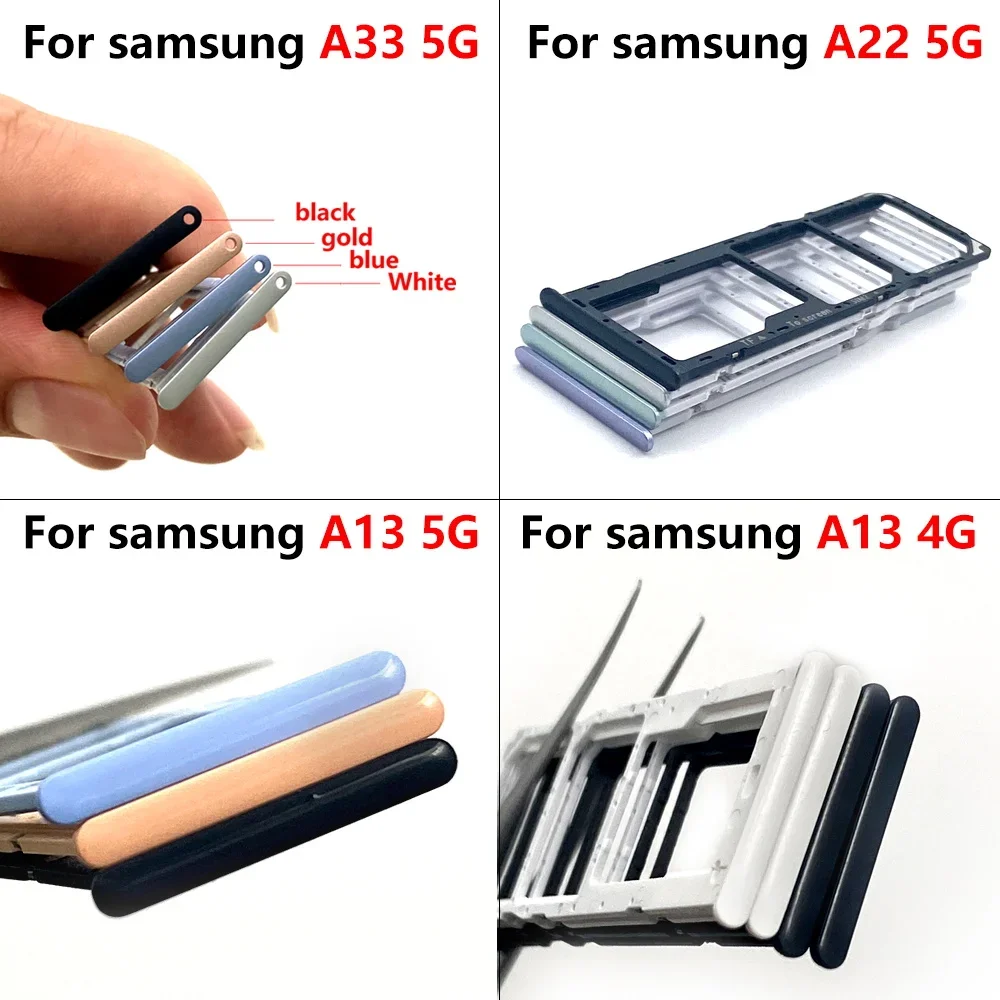 60Pcs  , Dual Card SIM Card Tray Chip Slot Drawer Holder Adapter Accessories For Samsung A13 A22 A23 A32 4G A53 5G A11 A21 A31