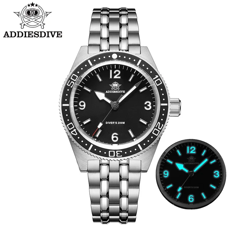 ADDIESDIVE 41mm Watch For Men Diving Wristwatch Dress VH31A Movement Quartz Watch Sapphire 20Bar Waterproof BGW9 Luminous