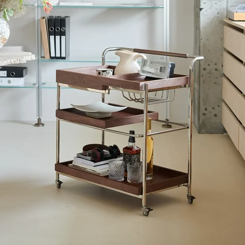 

*v forJapanese Mobile Coffee Tables Solid Wood Small Utility Trolleys Serving Storage Table Basse Home Furniture* s