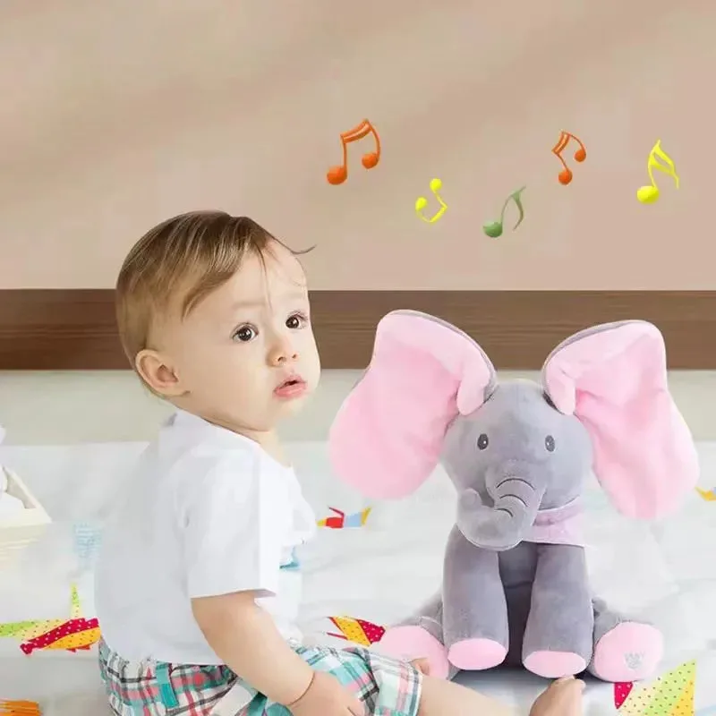 Peekaboo Elephant Electric Plush Toy Baby Hide-and-seek Game Cute Elephant Toy Sing Interactive Musical Toys Appease Baby Gifts